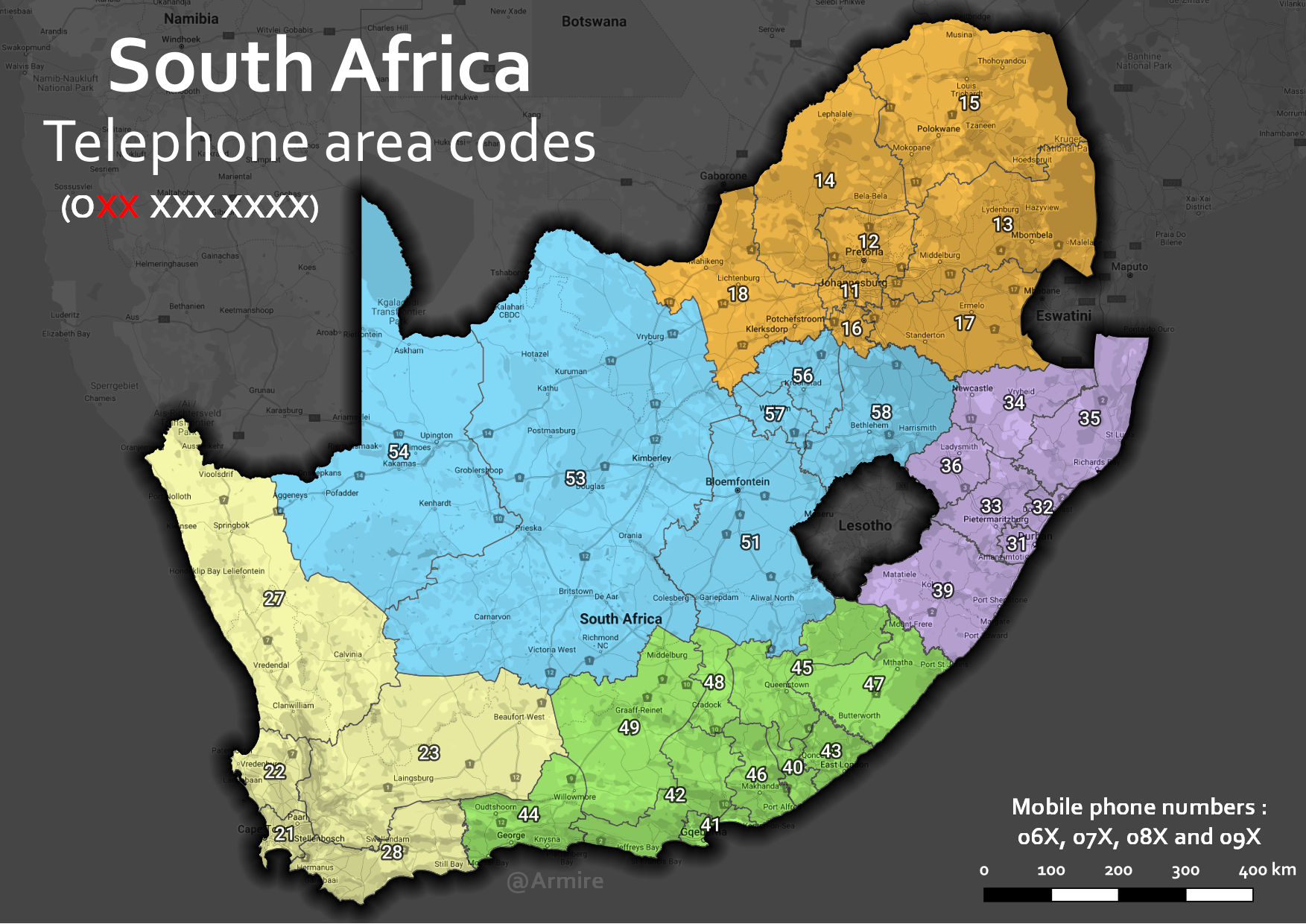 Regional Dialing Codes Of South Africa (international