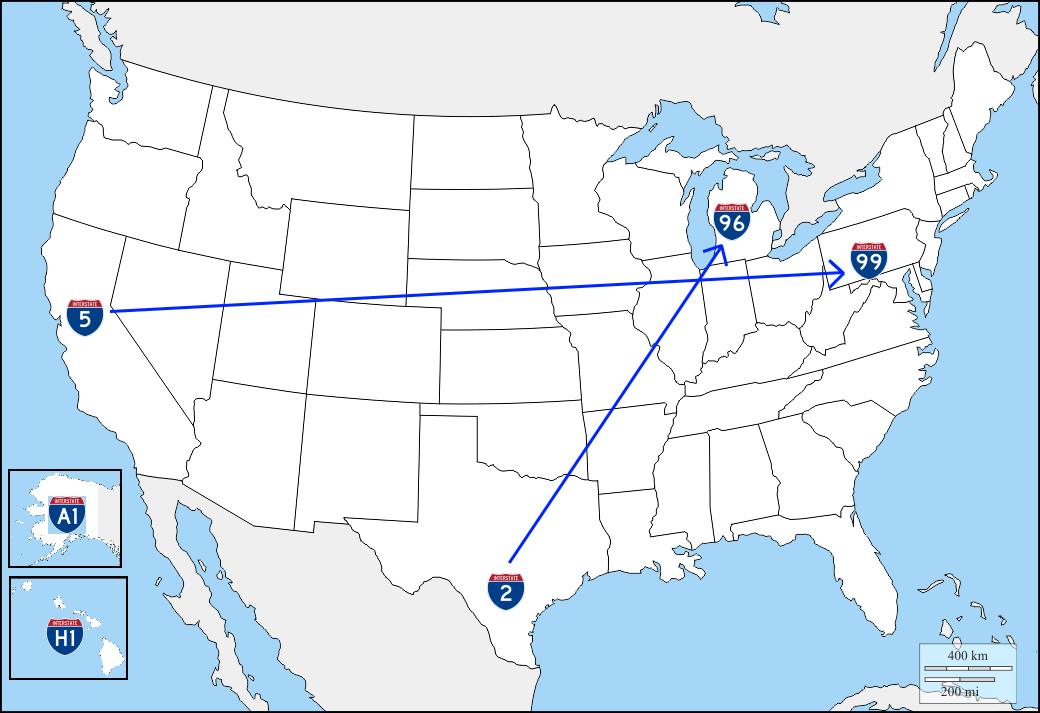 US interstates numbering system