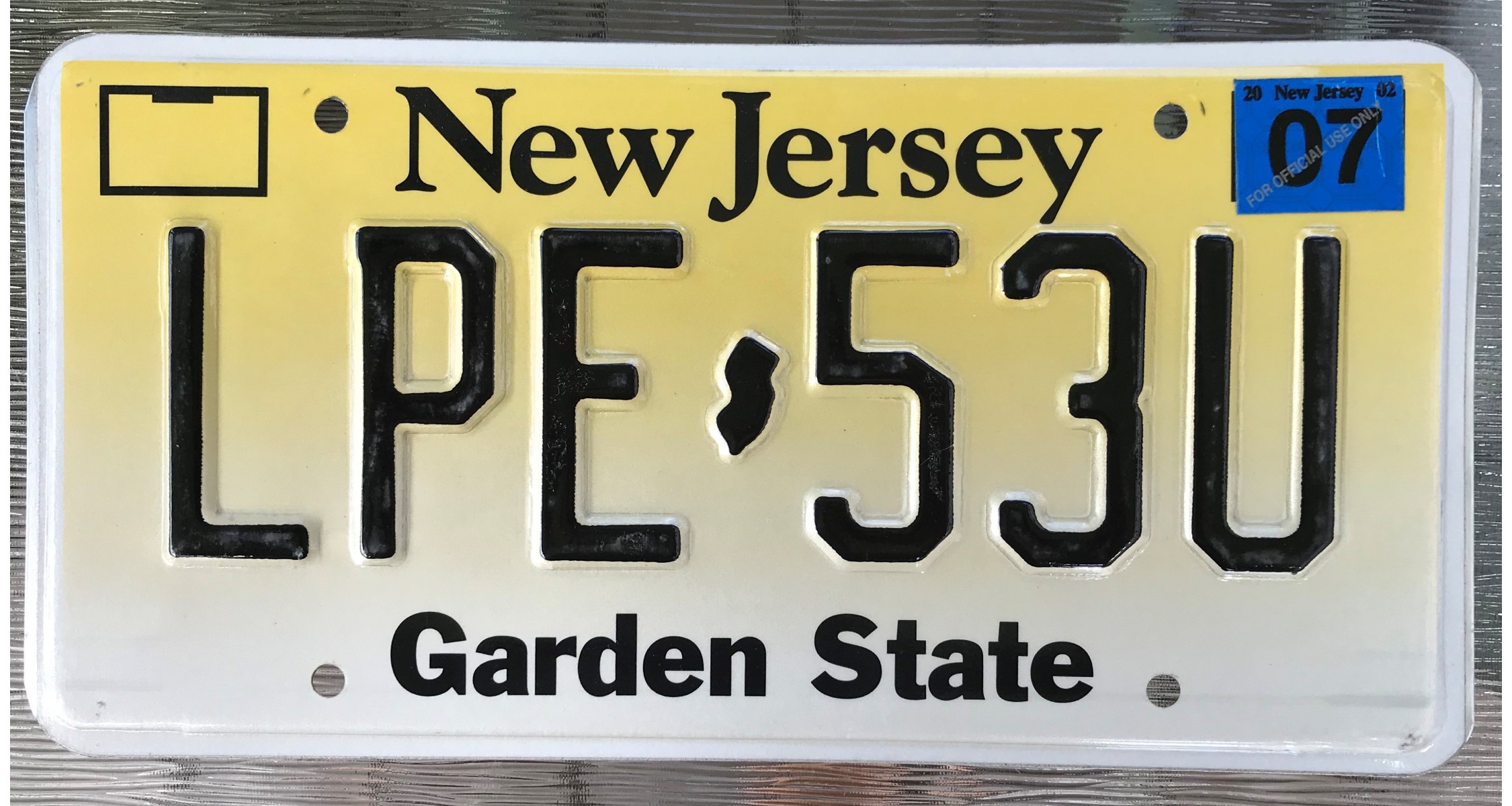 New Jersey license plate