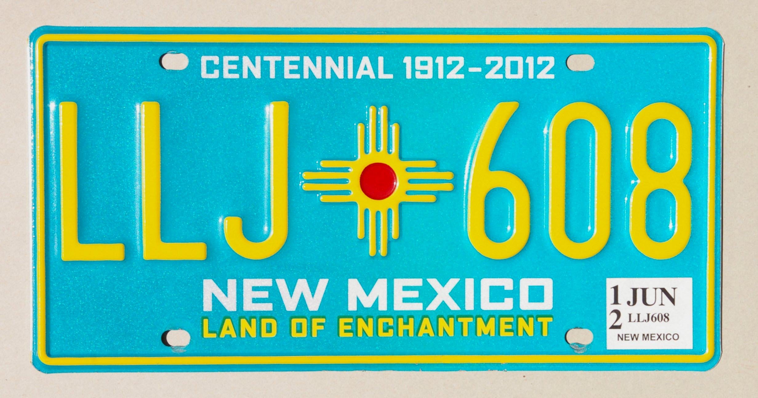 New Mexico green license plate
