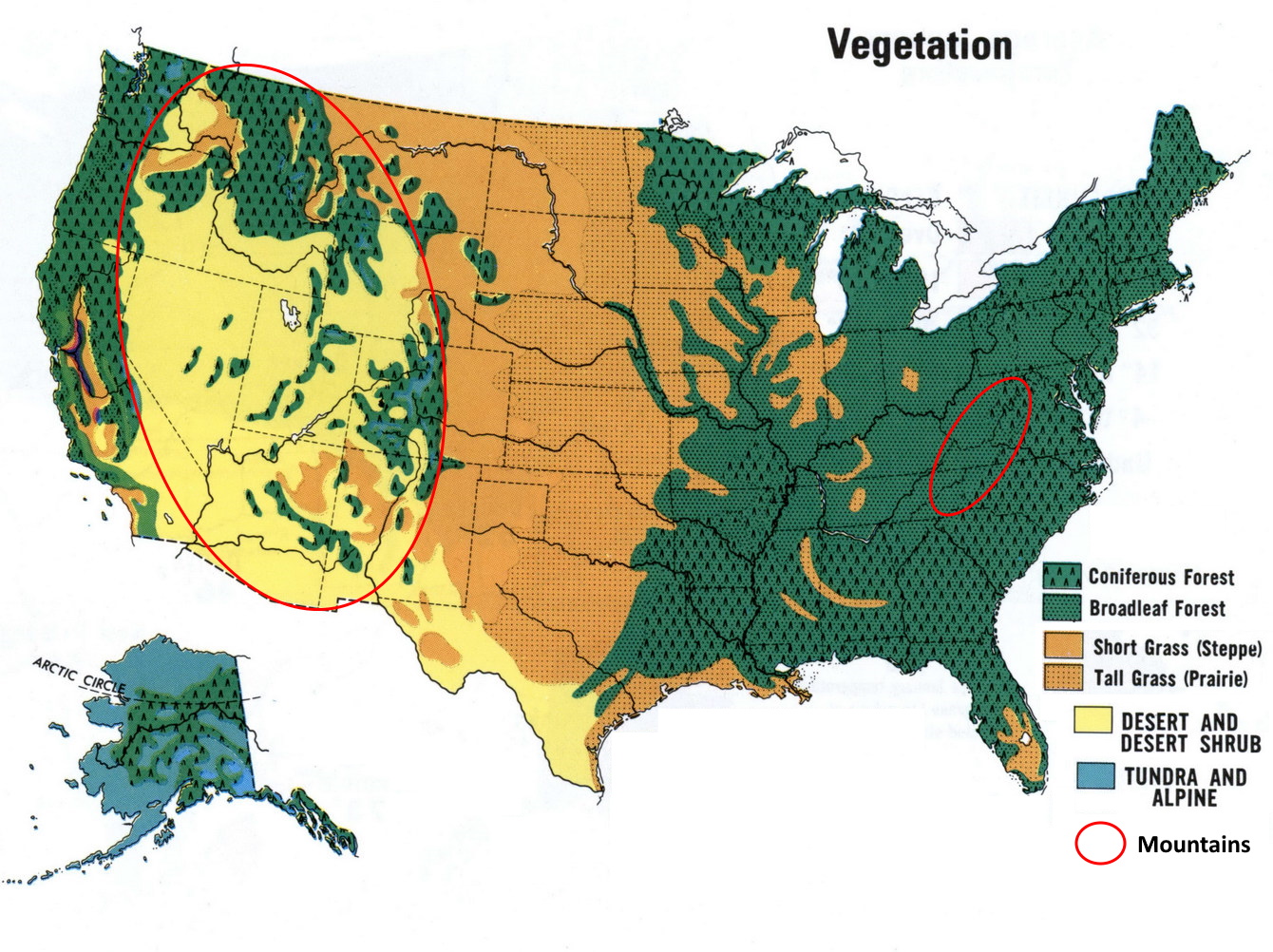 map of the US landscapes